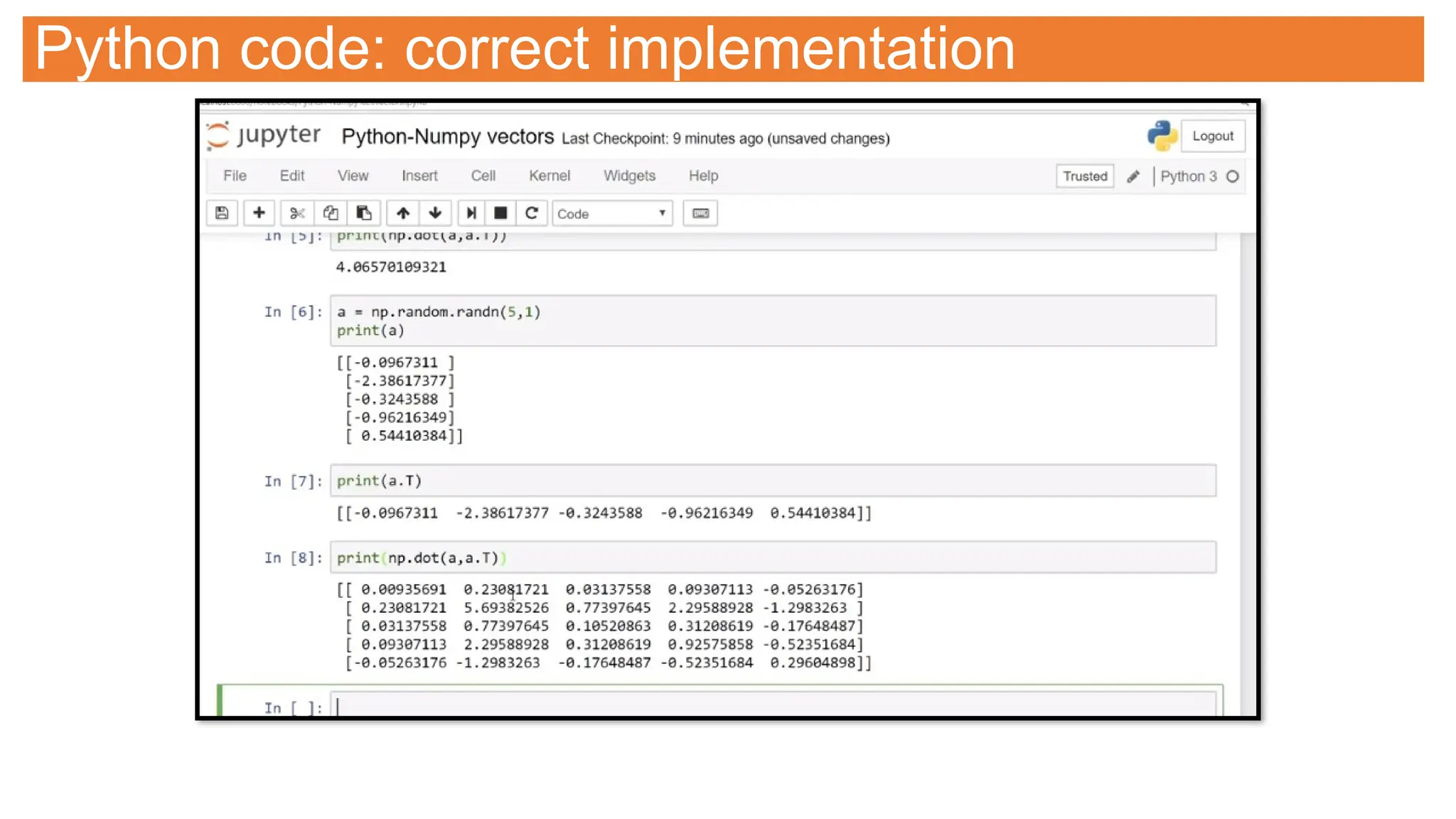 Python code: correct implementation
 