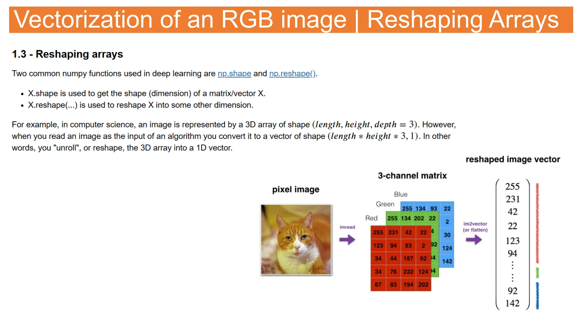 Vectorization of an RGB image | Reshaping Arrays
 