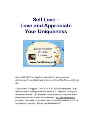 Self love – love and appreciate your uniqueness