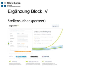 Ergänzung Block IV
Stellensucheesperteer)
 