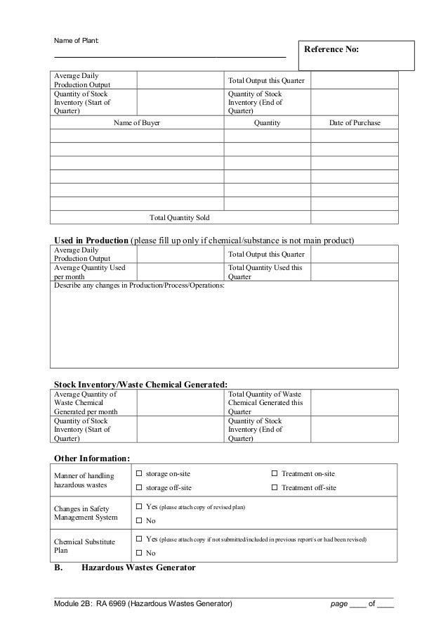 DENR Self monitoring report (SMR) Quarterly Report Form