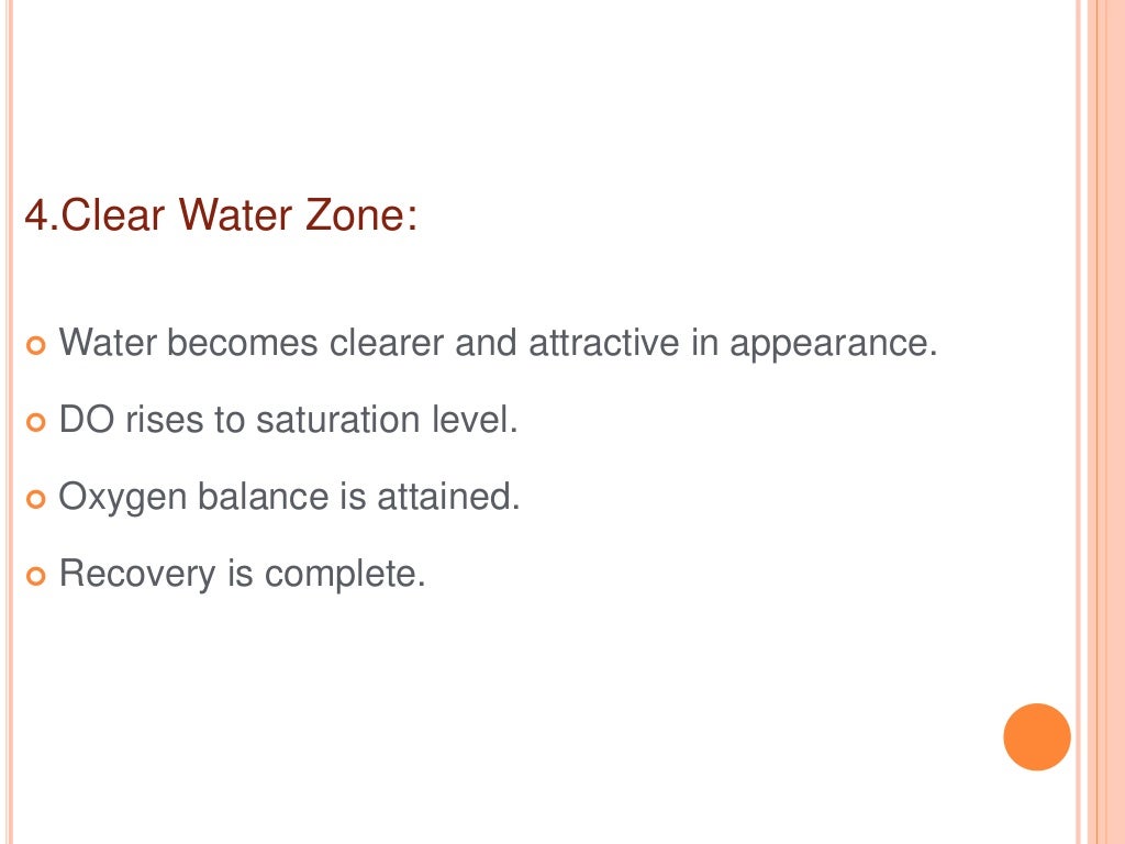 Self purification of river water