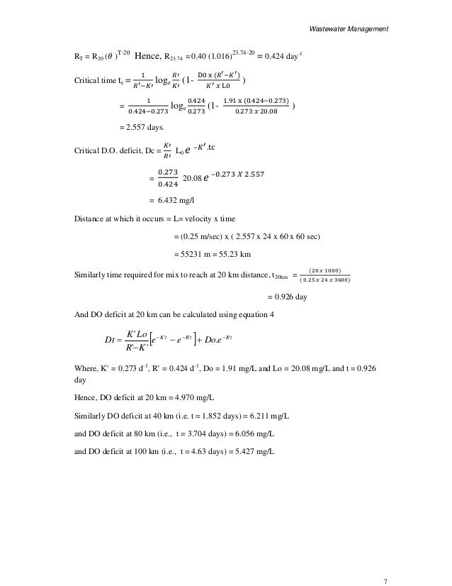 Self purification of riverstreams