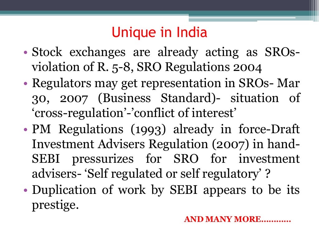 Self regulatory organisations