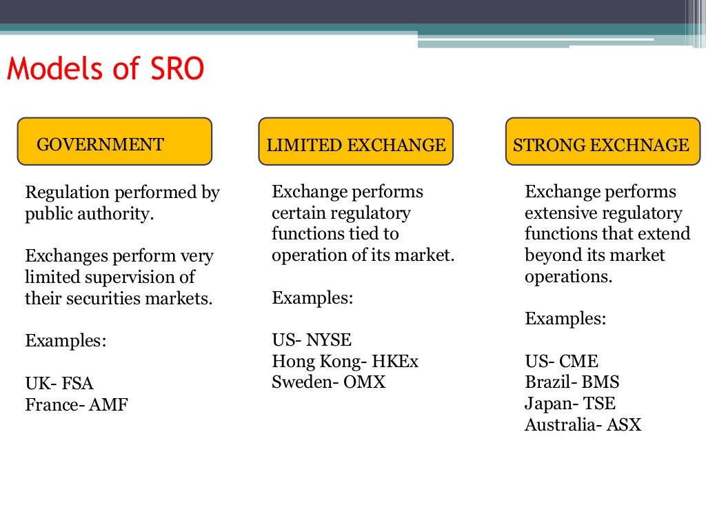 Self regulatory organisations