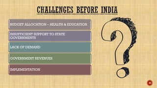 BUDGET ALLOCATION – HEALTH & EDUCATION
INSUFFICIENT SUPPORT TO STATE
GOVERNMENTS
LACK OF DEMAND
GOVERNMENT REVENUES
IMPLEMENTATION
16
 
