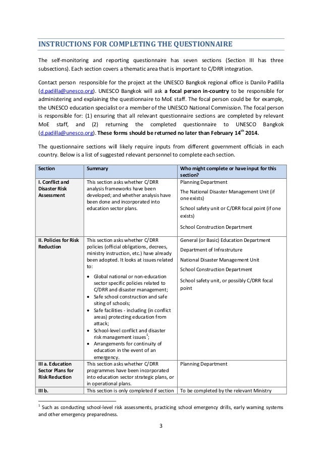Self Reporting and Monitoring Questionnaire 12NOV2013.IIEP comments
