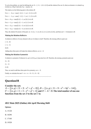 Comprehensive Analysis of Relations and Set Theory Problems for JEE ...