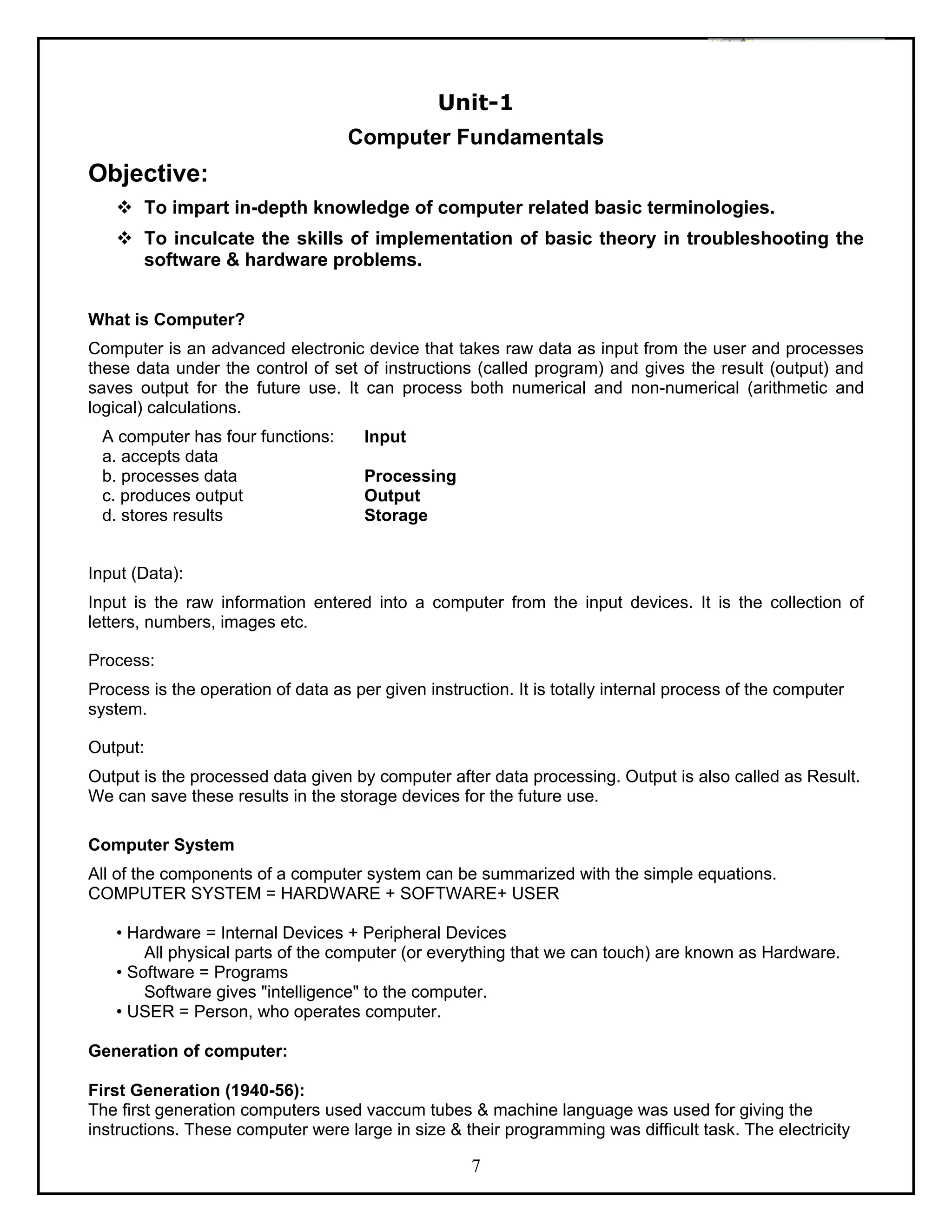 Computer science class 11th, kseeb notes | PDF