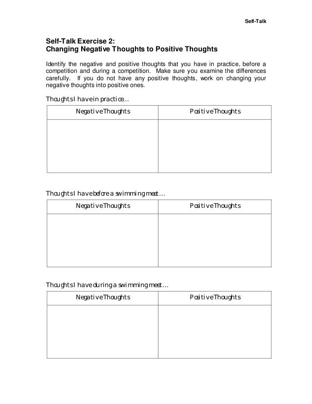 Worksheets Negative Self Talk Worksheet of negative self talk worksheet sharebrowse collection sharebrowse