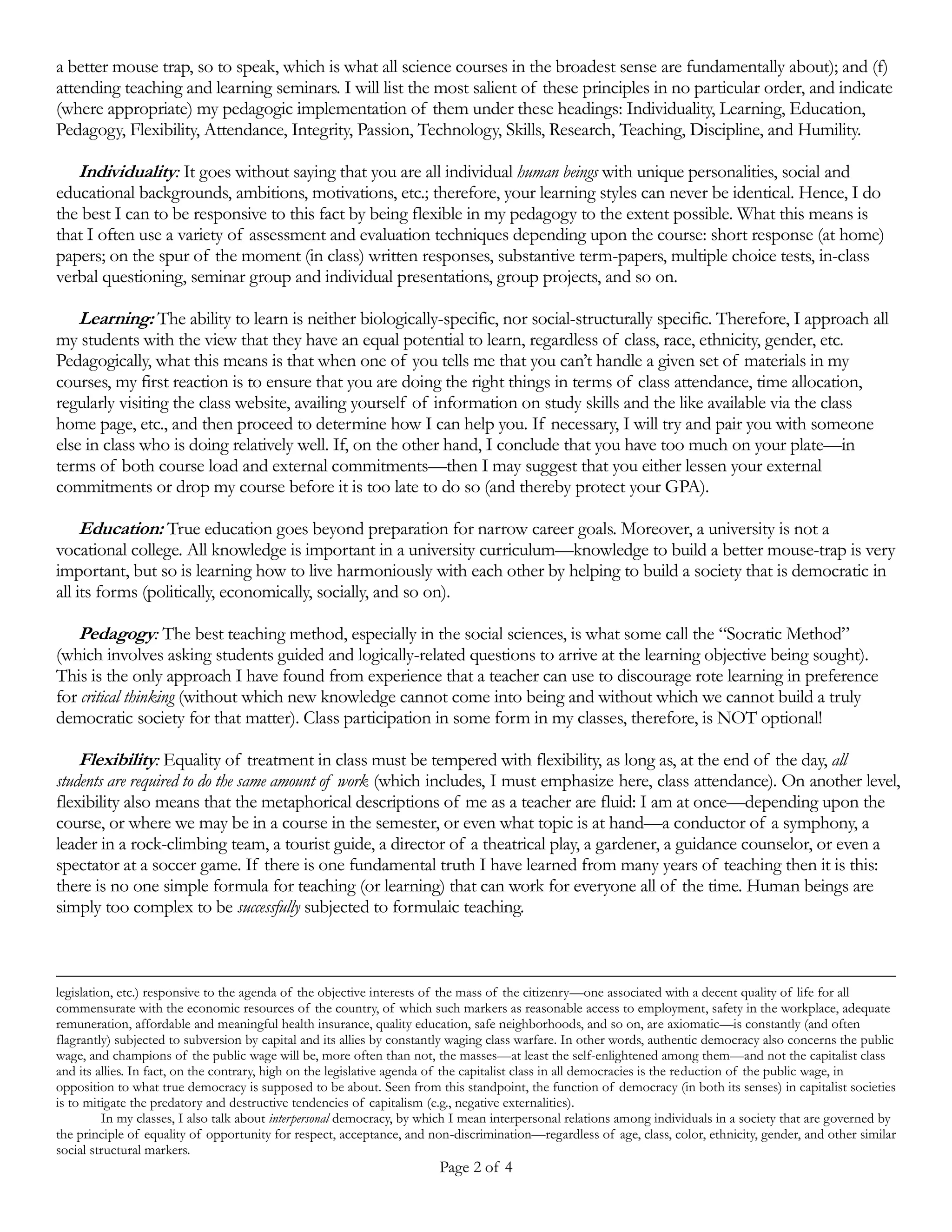 A Statement on My Philosophy of Teaching | PDF