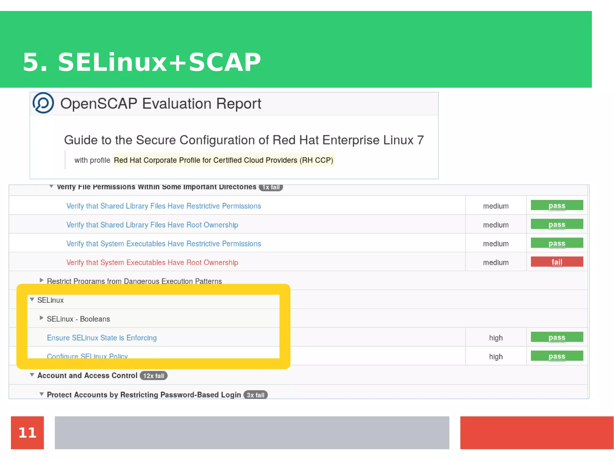 11
5. SELinux+SCAP
 