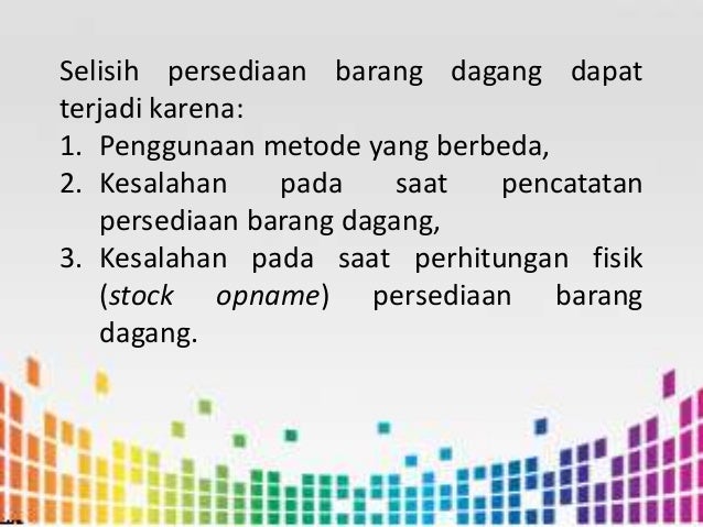 Selisih persediaan barang dagang