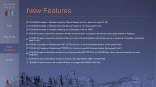 Southwest
Fox 2019
Bug Fixes
Intro
New
Features
64-Bit
New Features
56 SYS(9009) Enables or Disables fixing the “Report Ob...