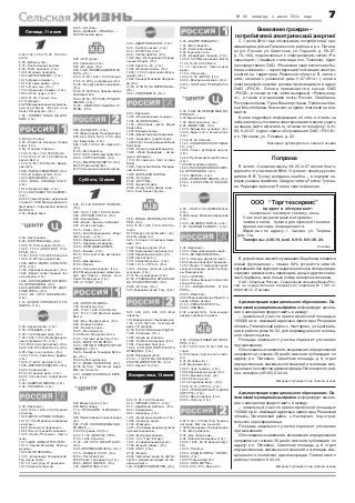 № 26 пятница, 4 июля 2014 года 7
Суббота, 12 июля
Пятница, 11 июля
Воскресенье, 13 июля
Администрация муниципального образования – Пи
телинский муниципальный район информирует населе
ние о намерении предоставить в аренду:
– земельный участок ориентировочной площадью
1500,00 кв. м, имеющий адресные ориентиры: Рязанская
область, Пителинский район, с. Нестерово, под строи
тельство зернохранилища.
Площадь земельного участка подлежит уточнению
при межевании.
Обоснованные заявления, возражения и предложения
направлять в течение 30 дней с момента публикации по
адресу: р.п. Пителино, Советская площадь, д. 8, отдел
имущественных, земельных отношений и жилищно ком
мунального хозяйства администрации Пителинского
района, телефон 6 44 44.
Материал публикуется на платной основе
Администрация муниципального образования – Пи
телинский муниципальный район информирует населе
ние о намерении предоставить в аренду:
– земельный участок ориентировочной площадью
1350,00 кв. м, имеющий адресные ориентиры: Рязанская
область, Пителинский район, с. Нестерово, ул. Централь
ная, в районе дома № 52, для индивидуального жилищ
ного строительства.
Площадь земельного участка подлежит уточнению
при межевании.
Обоснованные заявления, возражения и предложения
направлять в течение 30 дней с момента публикации по
адресу: р.п. Пителино, Советская площадь, д. 8, отдел
имущественных, земельных отношений и жилищно ком
мунального хозяйства администрации Пителинского рай
она, телефон (49145) 6 44 44.
Материал публикуется на платной основе
В устройствах самообслуживания Сбербанка появился
новый функционал – свыше 60% устройств самооб
служивания без функции выдачи наличных теперь предо
ставляют возможность переводить деньги другим клиен
там Сбербанка, зная только номер телефона человека.
ОАО «Сбербанк России». Генеральная лицензия Банка Рос
сии на осуществление банковских операций № 1481 от
08.08.2012 г. Реклама.
Вниманию граждан –
потребителейэлектрическойэнергии!
С 1 июля 2014 года обслуживать потребителей, про
живающих в домах Пителинского района и р.п. Пители
но (ул. Лесная, ул. Советская, ул. Горького, д. 59–97,
д. 74–104), подключенных к электрическим сетям «Ря
заньэнерго» (лицевые счета вида ххх, 7ххххххх), будет
непосредственно ОАО «Рязанская энергетическая сбы
товая компания» – гарантирующий поставщик электро
энергии на территории Рязанской области. В связи с
этим, начиная с указанной даты (1.07.2014 г.), оплата
электрической энергии должна производиться в адрес
ОАО «РЭСК». Оплата принимается в кассах ОАО
«РЭСК», в кассах (в том числе выездных) «Рязаньэнер
го», а также в отделениях почты России, Сбербанка,
Россельхозбанка, Прио Внешторгбанка, Пробизнесбан
ка и Мособлбанка. Комиссия за прием платежей не взи
мается.
Более подробную информацию об этом и ответы на
любые вопросы поставки электроэнергии можете узнать
на нашем сайте www.resk.ru, а также по телефону: 6 41
68, 6 43 37. Адрес офиса обслуживания ОАО «РЭСК»:
р.п. Пителино, ул. Полевая, д. 22.
Материал публикуется на платной основе
ООО “Торгтехсервис”
продает и обслуживает:
контрольно кассовую технику, весы.
У нас всегда расходные материалы:
чековая лента, бумага для офисной техники,
журнал кассира операциониста.
Ждем вас по адресу: г. Сасово, ул. Тюрина,
дом 11а.
Телефоны: 2 06 18, моб. 8 910 641 49 20.
Реклама
Поправка
В газете «Сельская жизнь» № 25 от 27 июня в благо
дарности от участников ВИА «Ступени» своему руково
дителю В.В. Тузову допущена ошибка – в подписи не
верно указана фамилия. Следует читать Регина Тугуше
ва. Редакция приносит Регине свои извинения.
5.00, 9.00, 12.00, 15.00, 18.00 Но
вости.
5.05 «Доброе утро».
9.15 «Контрольная закупка».
9.45 «Жить здорово!» (12+)
10.55 «Модный приговор».
12.20 «ДЕПАРТАМЕНТ» (16+).
14.15 «Время обедать!».
15.15 «В наше время» (12+).
16.10 «Они и мы» (16+).
17.00 «Наедине со всеми» (16+).
18.50 «Поле чудес» (16+).
19.50, 21.30 «Точь в точь».
21.00 «Время».
23.25 Международный музыкаль
ный фестиваль «Белые ночи
Санкт Петербурга» (12+)
1.20 «ПОЙМЕТ ЛИШЬ ОДИНО
КИЙ» (16+).
6.00, 10.00, 12.00 Новости.
6.10 «ЧЕРНЫЙ СНЕГ 2» (16+).
8.10 «Армейский магазин» (16+).
8.40 «Смешарики».
8.55 «Здоровье» (16+).
10.15 «Непутевые заметки» (12+).
10.35 «Пока все дома».
11.25 «Фазенда».
12.15 «По следам великих русских
путешественников».
13.20 «Моя родословная».
14.10 «Что? Где? Когда?».
15.10 «Универcальный артист».
17.00 «Минута славы» (12+).
18.45 «КВН» (16+).
21.00 «Время».
22.30 Чемпионат мира по футбо
лу 2014. Церемония закрытия. Фи
нальный матч.
1.00«ГУДЗОНСКИЙЯСТРЕБ»(16+).
5.05, 6.10 «В ПОЛОСЕ ПРИБОЯ»
(16+).
6.00, 10.00, 12.00, 18.00 Новости.
6.55 «ЧЕРНЫЙ СНЕГ 2» (16+).
8.45 «Смешарики».
9.00 «Играй, гармонь любимая!».
9.45 «Слово пастыря».
10.15 «Смак» (12+).
10.55 «Сосо Павлиашвили. «Ждет
тебя грузин...» (12+).
12.20 «Идеальный ремонт».
13.15 «Народная медицина».
14.20 «НЕПОДДАЮЩИЕСЯ».
15.55 «Вышка» (16+).
18.15 «Кто хочет стать миллионе
ром?».
19.20 «Две звезды».
21.00 «Время».
21.20 «Сегодня вечером» (16+).
23.00 Международный музыкаль
ный фестиваль «Белые ночи
Санкт Петербурга» (12+).
0.30 «К ЧУДУ» (12+).
5.00 Утро России.
9.00 «Убийство Кеннеди. Новый
след» (12+).
9.55 «О самом главном».
11.00, 14.00, 17.00, 20.00 Вести.
11.30, 14.30, 17.45, 19.35 Местное
время. Вести.
11.50, 14.50, 18.05 Вести. Дежур
ная часть.
12.00 «ТАЙНЫ СЛЕДСТВИЯ» (12+).
13.00 «Особый случай» (12+).
15.00 «ДЖАМАЙКА» (12+).
16.00 «ПОКА СТАНИЦА СПИТ»
(12+).
18.15 «Прямой эфир» (12+).
21.00 «КАРНАВАЛ ПО НАШЕМУ»
(12+).
22.55 Торжественная церемония
открытия ХХIII Международного
фестиваля «Славянский базар в
Витебске».
0.45 «Живой звук».
4.45 «ИЩИТЕ ЖЕНЩИНУ».
7.45 «Моя планета».
8.20 «Смехопанорама».
8.50 Утренняя почта.
9.25 «Свадебный генерал» (12+).
10.20, 14.20 Местное время. Вести.
11.00, 14.00, 20.00 Вести.
11.10 «Дневник Чемпионата
мира».
11.40 «Про декор».
12.40, 14.30 «ВЕРЮ» (12+).
22.00 «Воскресный вечер» (12+).
23.50 «ОХОТА НА ПРИНЦЕССУ»
(16+).
4.50 «ЗОЛОТАЯ МИНА».
7.30 «Сельское утро».
8.00, 11.00, 14.00, 20.00 Вести.
8.10, 11.10, 14.20 Местное время.
Вести.
8.20 «Язь. Перезагрузка» (12+).
9.00 «Планета собак».
9.30 «Земля героев».
10.05 «Моя планета».
11.20 Вести. Дежурная часть.
11.55 «Честный детектив» (16+).
12.25 «МОРЕ ПО КОЛЕНО».
14.30 «ЛЕТОМ Я ПРЕДПОЧИТАЮ
СВАДЬБУ» (12+).
16.20 «Бенефис Геннадия Ветро
ва» (16+).
18.00 Субботний вечер.
21.10 «МАМА ПОНЕВОЛЕ» (12+).
23.45 Футбол. Чемпионат мира.
Матч за 3 е место.
2.00 «ПОДМОСКОВНЫЕ ВЕЧЕ
РА» (16+).
6.00 «Настроение».
8.20 «КОНТРАБАНДА» (12+).
10.05, 15.15 Петровка, 38 (16+).
10.20, 11.50 «АНЮТИНО СЧА
СТЬЕ» (12+).
11.30, 14.30, 17.30, 22.00 События.
14.50, 19.30 Город новостей.
15.35 «МИСС МАРПЛ АГАТЫ КРИ
СТИ» (12+).
17.50 «Президент на десерт» (16+).
18.25 «Право голоса. Украина пос
ле выборов» (16+).
19.50 «ПОХОЖДЕНИЯ НОТАРИУ
СА НЕГЛИНЦЕВА» (12+).
22.25 «ДЖИВС И ВУСТЕР. АЗАР
ТНЫЕ ИГРЫ» (12+).
23.30 «НЕ ХОЧУ ЖЕНИТЬСЯ!»
(12+).
1.15 «БУДНИ УГОЛОВНОГО РО
ЗЫСКА» (12+).
5.30 «ТАМ, НА НЕВЕДОМЫХ ДО
РОЖКАХ...».
6.40 Мультпарад.
7.30 «Фактор жизни» (6+).
8.05 «МАМОЧКИ» (16+).
10.00 «Барышня и кулинар» (6+).
10.30 «Карел Готт и все все все!»
(12+).
11.30, 21.00 События.
11.45 «СИЦИЛИАНСКАЯ ЗАЩИ
ТА» (12+).
13.35 «Смех с доставкой на дом»
(12+).
14.20 «Приглашает Борис Ноткин»
(12+).
14.50 Московская неделя.
15.20 «ПОХОЖДЕНИЯ НОТАРИУ
СА НЕГЛИНЦЕВА» (12+).
17.20 «БЕРЕГА» (12+).
22.00 «ИНСПЕКТОР ЛИНЛИ» (12+).
23.50 «ГАНГСТЕРЫ В ОКЕАНЕ»
(16+).
5.30 Марш бросок (12+).
6.00 Мультпарад.
7.15 «ПРОЩАЙТЕ, ФАРАОНЫ!»
(12+).
8.50 Православная энциклопедия
(6+).
9.20 «ТАМ, НА НЕВЕДОМЫХ ДО
РОЖКАХ...».
10.30 Петровка, 38 (16+).
10.40, 11.45 «ДОБРОЕ УТРО».
11.30, 14.30 События.
12.45 «НЕ ХОЧУ ЖЕНИТЬСЯ!»
(12+).
14.45 «ЖЕЛЕЗНАЯ МАСКА» (12+).
17.15 «НАЗАД В СССР» (16+).
21.00 «Постскриптум».
22.00 Приют комедиантов (12+).
23.55 «МИСС ФИШЕР» (16+).
1.00 «ОДИНОЧКА» (16+).
5.00 «Адская кухня» (16+).
5.30 «СЛЕДАКИ» (16+).
6.00, 13.00 Званый ужин (16+).
7.00, 12.00, 19.00 «Информацион
ная программа 112» (16+).
7.30, 23.00 «Смотреть всем!» (16+).
8.30,12.30,19.30Новости«24»(16+).
9.00 «Нам и не снилось» (16+).
14.00, 15.00 «Семейные драмы»
(16+).
16.00, 17.00 Не ври мне! (16+).
18.00 «ВЕРНОЕ СРЕДСТВО» (16+).
20.00 «Тайны мира».
21.00 «Странное дело» (16+).
22.00 «Секретные территории»
(16+).
0.00 «ЗАБИРАЯ ЖИЗНИ» (16+).
2.00 «ПОСЫЛКА» (16+).
5.00 «ОХОТА НА ВЕРВОЛЬФА»
(16+).
8.30 Концерт Михаила Задорнова
(16+).
10.30 «ХОЗЯЙКА ТАЙГИ» (16+).
1.00 «ПЬЯНЫЙ РАССВЕТ» (16+).
5.00 «ЗАБИРАЯ ЖИЗНИ» (16+).
5.45 «Смотреть всем!» (16+).
6.15 «ТУРИСТЫ» (16+).
9.45 «Чистая работа» (12+).
10.40 Шоу «Организация Опреде
ленных Наций» (16+).
12.30 Новости «24» (16+).
13.00 «Военная тайна» (16+).
15.00, 17.00 «Территория заблуж
дений» (16+).
19.00 Концерт Михаила Задорно
ва (16+).
21.00 «ОХОТА НА ВЕРВОЛЬФА»
(16+).
0.50 «ПОДКИДНОЙ» (16+).
6.30 «Евроньюс».
10.00, 15.00, 19.00, 23.00 Новости
культуры.
10.20 «ДЕЛО АРТАМОНОВЫХ».
12.10, 17.55 «Мировые сокровища
культуры».
12.25 «Письма из провинции».
12.55 «Как устроена Вселенная».
13.45 «Князь Потемкин. Свет и
тени».
14.10 «ДВЕ ЗИМЫ И ТРИ ЛЕТА».
15.10 «Сергей Коненков. Резец и
музыка».
15.50 «МОЯ ЛЮБОВЬ».
17.05 «Александр Твардовский.
Три жизни поэта».
18.10 «Глен Гульд. Отрешение».
19.15 Смехоностальгия.
6.30 «Евроньюс».
10.00 «Обыкновенный концерт».
10.35 «БОЛЬШАЯ ЖИЗНЬ».
12.10 «Легенды мирового кино».
12.35 «Дикая природа Германии».
13.30 Финал V международного
конкурса оперных артистов Гали
ны Вишневской.
14.45 «ОСТРОВ».
16.40 «Тайны Большого Золотого
кольца России».
17.20 «БИНДЮЖНИК И КО
РОЛЬ».
20.05 «Искатели».
20.50 Творческий вечер Юрия Сто
янова в Доме актера.
21.50 «СЕЛЬСКАЯ ЧЕСТЬ».
23.20 «ПЛОВЕЦ».
0.30 «Jazzprofi 35». Гала концерт
звезд российского джаза.
6.30 «Евроньюс».
10.05 «Обыкновенный концерт».
10.35 «МОЯ ЛЮБОВЬ».
11.50 «Испытание чувств. Лидия
Смирнова».
12.30 Большая семья.
13.25 «Дикая природа Германии».
14.15 «Красуйся, град Петров!».
14.40 80 лет со дня рождения Вана
Клиберна.
15.25 «Среди туманов Маджули».
16.20 «Юрий Завадский – люби
мый и любящий».
17.00 Вспоминая Святослава
Бэлзу.
18.20 «Святослав Бэлза. Незадан
ные вопросы».
19.00 «БОЛЬШАЯ ЖИЗНЬ».
20.35 «Острова».
21.20 «ОСТРОВ».
23.15 «Белая студия».
23.55 «Португалия. Замок слез».
0.20 «Тони Беннет. Дуэты».
6.00 «НТВ утром».
8.10 Спасатели (16+).
8.35 «До суда» (16+).
9.35, 10.20 «ВОЗВРАЩЕНИЕ МУХ
ТАРА» (16+).
10.00, 13.00, 16.00, 19.00 Сегодня.
11.55, 13.20 Суд присяжных (16+).
14.25 «Прокурорская проверка»
(16+).
15.35, 18.35 Обзор. Чрезвычайное
происшествие.
16.30, 23.50 «ГЛУХАРЬ. ПРОДОЛ
ЖЕНИЕ» (16+).
19.55 «ОДИССЕЯ СЫЩИКА ГУ
РОВА» (16+).
6.00 «УЛИЦЫ РАЗБИТЫХ ФОНА
РЕЙ» (16+).
8.00, 10.00, 13.00, 16.00, 19.00 Се
годня.
8.15 Лотерея «Русское лото плюс»
(0+).
8.45 Их нравы (0+).
9.25 Едим дома (0+).
10.20 «Чудо техники» (12+).
10.55 Кремлевские жены (16+).
12.00 «Дачный ответ» (0+).
13.20 Своя игра (0+).
14.10 Следствие вели... (16+).
15.00, 16.15 «УГРО 5» (16+).
19.25 «ГРЯЗНАЯ РАБОТА. ДЕЛО
ХИРУРГА» (16+).
23.00 «Враги народа» (16+).
23.55 «Остров» (16+).
5.55 «УЛИЦЫ РАЗБИТЫХ ФОНА
РЕЙ» (16+).
8.00, 10.00, 13.00, 16.00, 19.00 Се
годня.
8.15 Лотерея «Золотой ключ» (0+).
8.45 Их нравы (0+).
9.25 «Готовим с Алексеем Зими
ным» (0+).
10.20 Главная дорога (16+).
10.55 Кулинарный поединок (0+).
12.00 Квартирный вопрос (0+).
13.20 Своя игра (0+).
14.10 Следствие вели... (16+).
15.00, 16.15 «УГРО 5» (16+).
19.25 «Самые громкие русские
сенсации» (16+).
21.15 Ты не поверишь! (16+).
21.55 «ГРАЖДАНКА НАЧАЛЬНИ
ЦА. ПРОДОЛЖЕНИЕ» (16+).
23.55 «Остров» (16+).
1.25 «Жизнь как песня. Тату» (16+).
5.00 «КАНДАГАР» (16+).
7.00 Живое время. Панорама дня.
8.50, 9.20, 15.55, 16.30, 17.00 «Рей
тинг Баженова» (16+).
9.50, 10.25, 10.55, 0.30 «Наука 2.0»
(16+).
11.25 «Моя планета».
12.00, 19.55, 0.00 Большой футбол.
12.20 «ПОГРУЖЕНИЕ» (16+).
17.30 «МЫ ИЗ БУДУЩЕГО» (16+).
20.25 Пляжный футбол.
21.30 Смешанные единоборства.
4.40, 9.40, 17.05 Футбол. Чемпио
нат мира. Матч за 3 е место.
7.00 Живое время. Панорама дня.
7.55 «Моя рыбалка».
8.35 «Язь против еды».
9.05 «Рейтинг Баженова» (16+).
12.00, 16.35, 22.30 Большой фут
бол.
12.20 «Полигон».
12.50 «КЛАД МОГИЛЫ ЧИНГИС
ХАНА» (16+).
19.25 Пляжный футбол.
20.30 «ЛИГА МЕЧТЫ».
23.00, 0.00, 0.35 «Наука 2.0».
5.00, 5.30, 6.05, 6.35, 0.30 «Моя
планета».
7.00 Живое время. Панорама дня.
7.55, 9.55 Футбол. Чемпионат
мира. 1/2 финала.
12.00, 16.05, 23.30 Большой футбол.
12.20 «24 кадра» (16+).
12.55 «Наука на колесах».
13.25 «Рейтинг Баженова» (16+).
13.55 «Танковый биатлон».
16.35 «ТРИ ДНЯ ЛЕЙТЕНАНТА
КРАВЦОВА» (16+).
20.25 Пляжный футбол.
21.30 «ГОСПОДА ОФИЦЕРЫ:
СПАСТИ ИМПЕРАТОРА» (16+).
0.00 «Наука 2.0» (16+).
19.45 «Острова».
20.25 «ДАЛЬШЕ – ТИШИНА...».
23.20 Большой джаз.
 