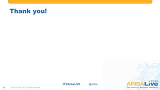 #AribaLIVE @ariba#AribaLIVE @ariba
Thank you!
© 2015 Ariba, Inc. All rights reserved.29
 