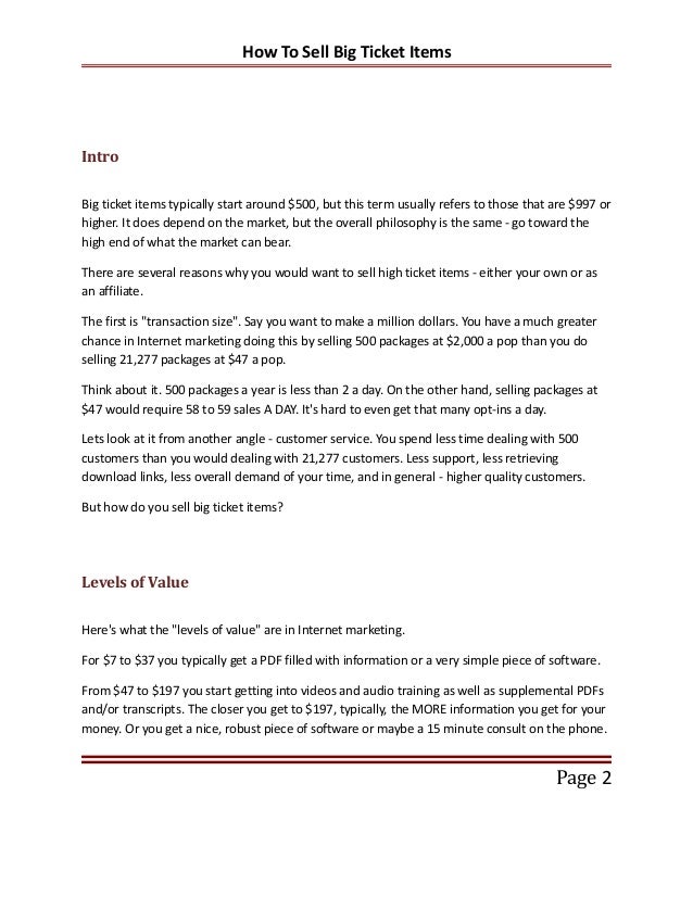 Selling Big Ticket Items Online