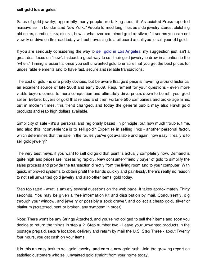 Sell Gold Los Angeles