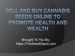 Sell and Buy Cannabis Seeds Online to Promote Health and Wealth Brought To You By: https://TheSeedDepot.com 