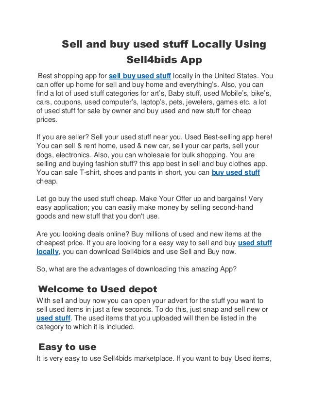 I Want To Buy Used >> Sell And Buy Used Stuff Locally Using Sell4bids App I Want To Buy Used >> Sell And Buy Used Stuff Locally Using Sell4bids App