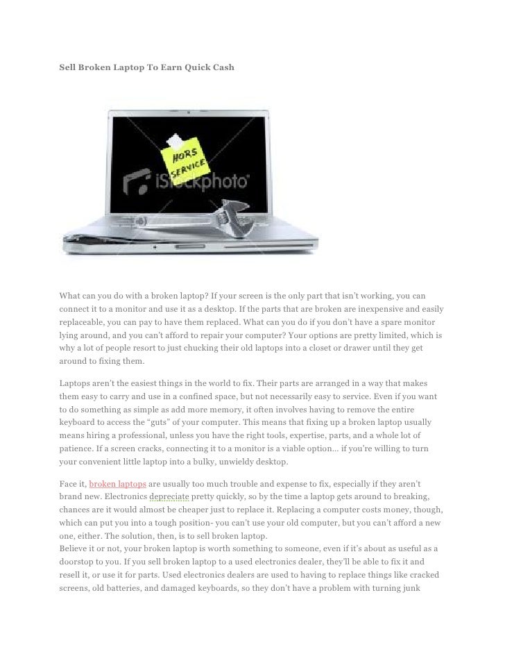 Sell broken laptop to earn quick cash