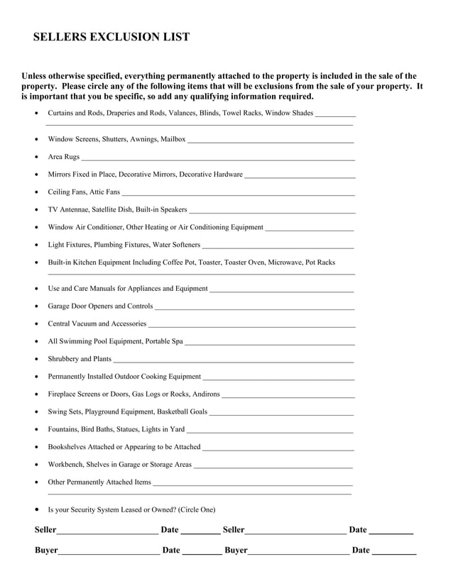 Seller Exclusion List