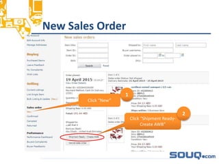New Sales Order_________________________________
Click “New”
1
Click “Shipment Ready-
Create AWB”
2
 