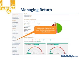 Managing Return__________________________________
Click on the “Returned” to
view the items that are to be
return/return
 