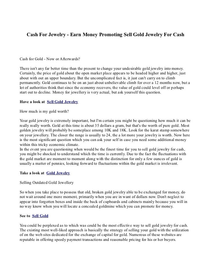 i want to sell my gold jewelry for cash