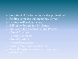 Selling 101 What Every Successful Sales Professional Needs | PPTX