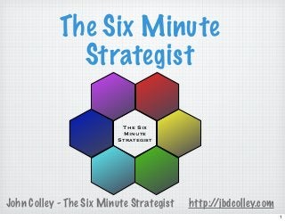 John Colley - The Six Minute Strategist http://jbdcolley.com
The Six Minute
Strategist
The Six
Minute
Strategist
1
 