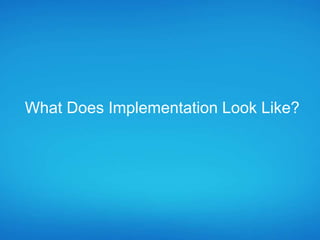 What Does Implementation Look Like?
 