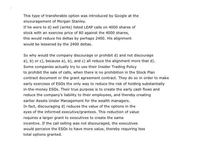 Can employee stock options be sold
