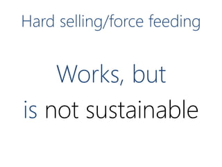 Hard selling/force feeding

Works, but
is not sustainable

 