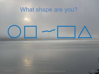 What shape are you?
Rowanwood - ARMA: Bridging the Gap24/07/2013 6
 