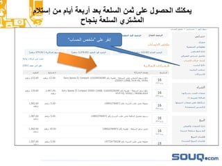 ‫إستالم‬ ‫من‬ ‫أيام‬ ‫أربعة‬ ‫بعد‬ ‫السلعة‬ ‫ثمن‬ ‫على‬ ‫الحصول‬ ‫يمكنك‬
‫بنجاح‬ ‫السلعة‬ ‫المشتري‬
‫على‬ ‫إنقر‬”‫الحساب‬ ‫ملخص‬“
 