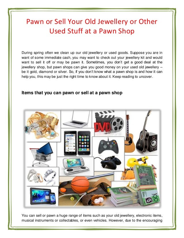 Good Items To Sell At A Pawn Shop Shop Poin