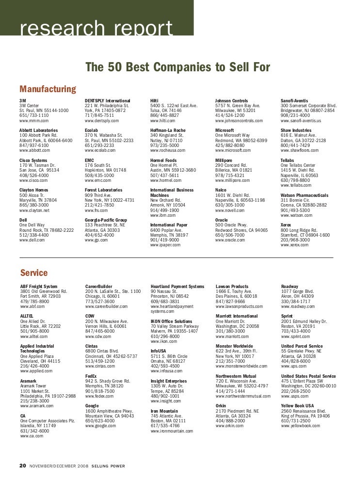 Selling Power Magazine 50 Best Companies To Sell For