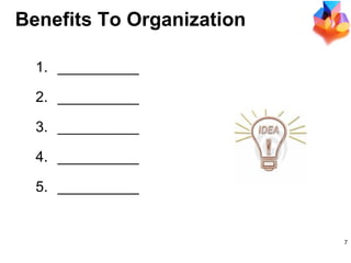 Benefits To Organization __________ __________ __________ __________ __________ 