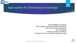 Approaches for Developing Knowledge
Tap knowledge from experts
Read company materials and trade publications
Use market re...