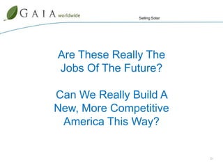 “Widespread Adoption”Government Stepping UpFY10 $225MRecovery act $117.6MFY2009 – $175MThe administration and Congress have demonstrated interest and support in solar over the past several years