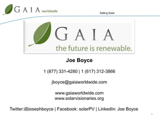 Vertical Integration is the trend - Manufacturers acquiring downstream partners to stabilize salesBut We Still Face Major ChallengesConsumer perception			“Solar is still too expensive” 			“Only works if you get a lot of sunlight”			“Payback Period is over 20 years” 			“Solar will get much cheaper, so it’s better to wait”		Incentives Are Inconsistent and Constantly ChangingStaying current can be a challenge 			Many markets still lack incentives			Budgets can be spent quickly – no more cash availableGrowing CompetitionHighly fragmented market could create price wars			Your biggest competitor is the grid, and prices vary widely		Price Instability		Many believe they have stabilized and are starting 					to increase slightly already