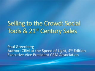 Paul Greenberg
Author: CRM at the Speed of Light, 4th Edition
Executive Vice President CRM Association
 