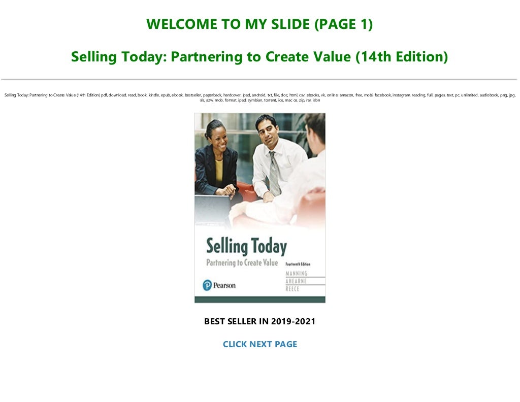 Download [PDF] Selling Today: Partnering to Create Value (14th Edition - Selling Today Partnering To Create Value