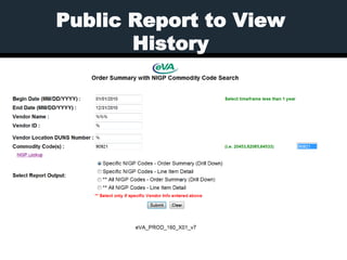 Public Report to View
       History
 