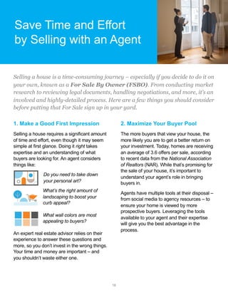 18
1. Make a Good First Impression
Selling a house requires a significant amount
of time and effort, even though it may se...