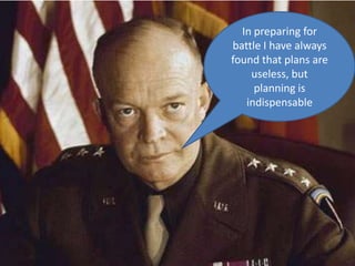In preparing for
battle I have always
found that plans are
    useless, but
     planning is
   indispensable
 