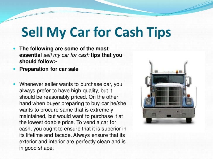 Sell my car for cash tips
