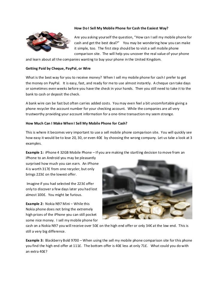 where can i sell my mobile phone for cash