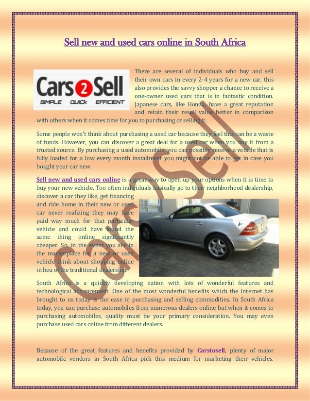 sell new and used cars online in south africa